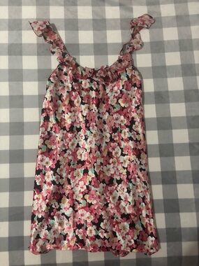 Morgan Taylor Pink Floral Ruffle-Shoulder Tank